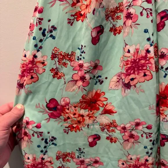 NYMPHE - Romantic Beachy Green Floral Dress | Size L - Picture 10 of 15
